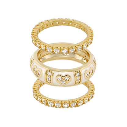Pave Love Ring Set: Lauren G Adams gold stack rings with pavé diamonds 3-piece set on Tampa Home & Garden Store