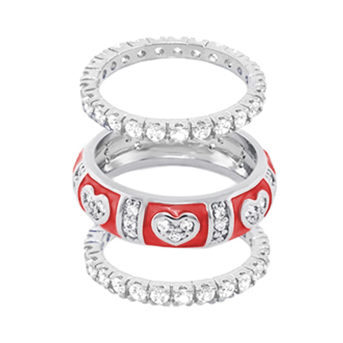 Pave Love Ring Set of 2, pavé diamond stack rings in silver by Lauren G Adams on Tampa Home & Garden Store