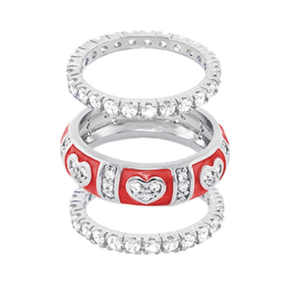 Pave Love Ring Set of 2, pavé diamond stack rings in silver by Lauren G Adams on Tampa Home & Garden Store