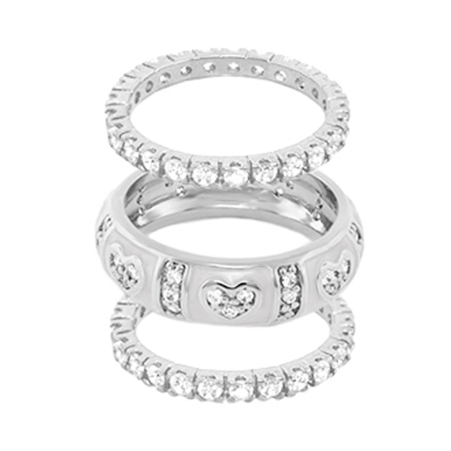 Pave Love Ring Set by Lauren G Adams, pavé diamonds and heart motif, three rings on Tampa Home & Garden Store