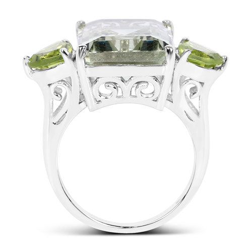 Ring with green amethyst and peridot side stones in .925 sterling silver by Bids.com on Tampa Home & Garden Store