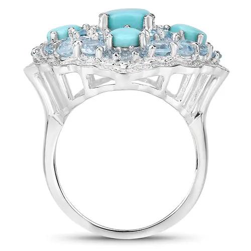 6.18 ct genuine turquoise and blue topaz sterling silver ring by Bids.com on Tampa Home & Garden Store