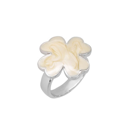 Clover and Clover Again enamel ring four-leaf clover with silver band by Lauren G Adams on Tampa Home & Garden Store