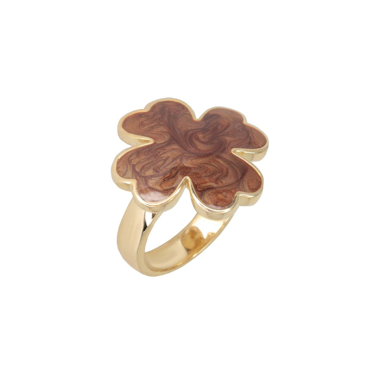 Clover and Clover Again enamel ring by Lauren G Adams, gold band with brown marbled clover on Tampa Home & Garden Store