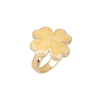 Clover and Clover Again enamel ring gold-tone with swirled yellow enamel by Lauren G Adams on Tampa Home & Garden Store