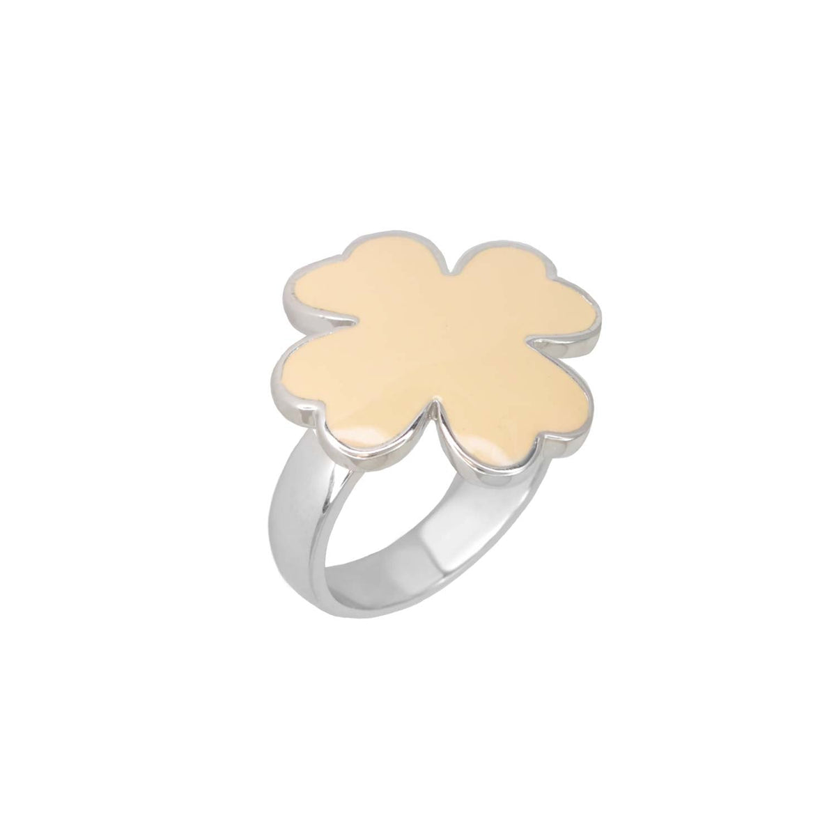 Clover and Clover Again enamel ring in peach clover on silver band, Lauren G Adams on Tampa Home & Garden Store
