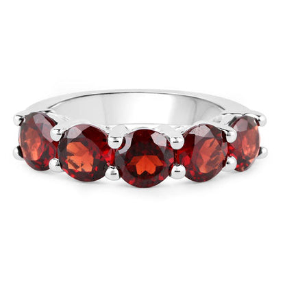 Garnet ring 4.00ct with five oval-cut genuine garnets in a .925 sterling silver band on Tampa Home & Garden Store