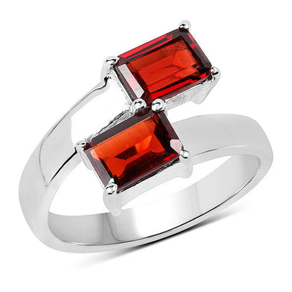 2.40 Carat Garnet Sterling Silver Ring with two emerald-cut red stones by Bids.com on Tampa Home & Garden Store