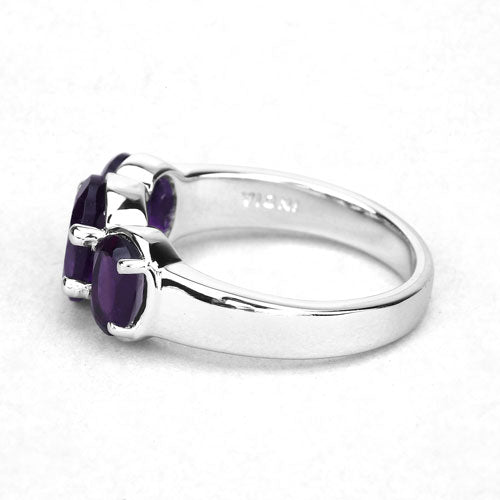 Three-stone amethyst sterling silver ring by Bids.com, 3.20ct purple stones on Tampa Home & Garden Store