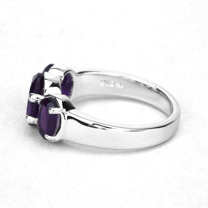 Three-stone amethyst sterling silver ring by Bids.com, 3.20ct purple stones on Tampa Home & Garden Store