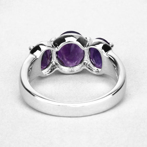 3.20 Carat Genuine Amethyst .925 Sterling Silver Ring with purple stones on Tampa Home & Garden Store
