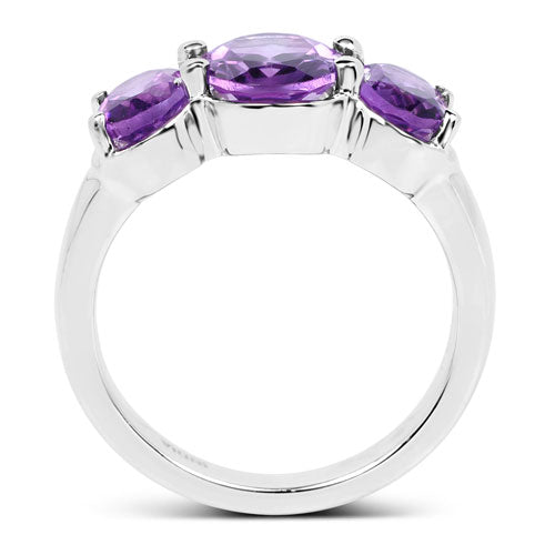 3.20 Carat Genuine Amethyst Sterling Silver Ring with 3 purple stones in .925 silver by Bids.com on Tampa Home & Garden Store