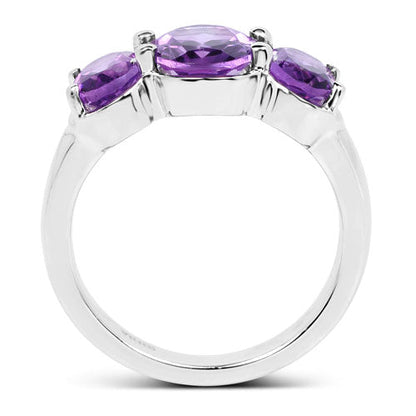 3.20 Carat Genuine Amethyst Sterling Silver Ring with 3 purple stones in .925 silver by Bids.com on Tampa Home & Garden Store