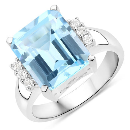 Ring: 4.89ct blue topaz with white topaz accents in .925 silver by Bids.com on Tampa Home & Garden Store