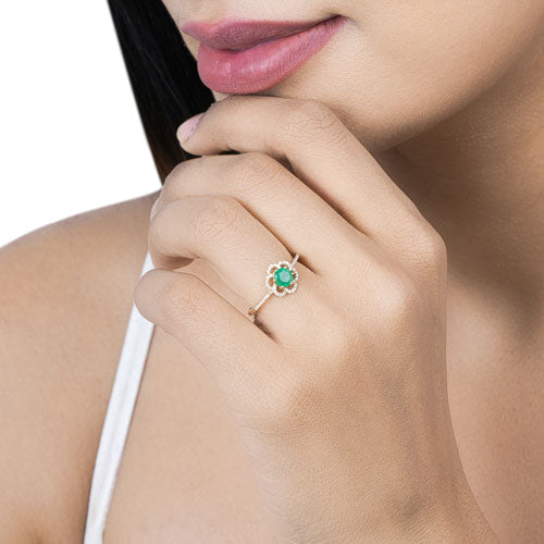 Ring 0.55ct Zambian emerald with white diamonds in 14K yellow gold by Bids.com on Tampa Home & Garden Store