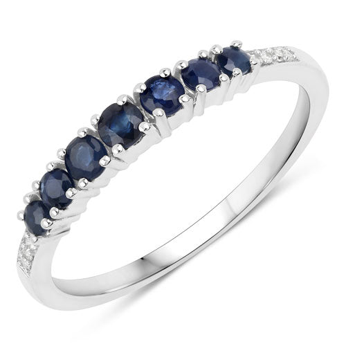Ring: blue sapphire and white diamond set in 14K white gold with sapphire row on Tampa Home & Garden Store