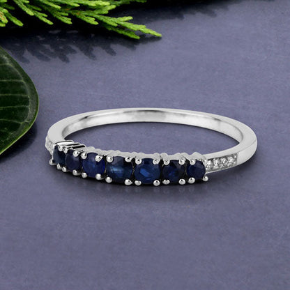 0.45ct Blue Sapphire and White Diamond 14K White Gold, prong-set sapphires with diamonds on Tampa Home & Garden Store