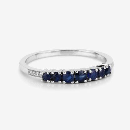 Ring 0.45ct genuine blue sapphire & white diamonds, 14K white gold, by Bids.com with pave band on Tampa Home & Garden Store