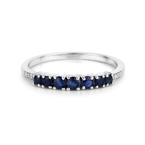 Ring 0.45 carat genuine blue sapphires and white diamonds in 14K white gold with pave sides on Tampa Home & Garden Store