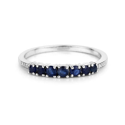 Ring 0.45 carat genuine blue sapphires and white diamonds in 14K white gold with pave sides on Tampa Home & Garden Store