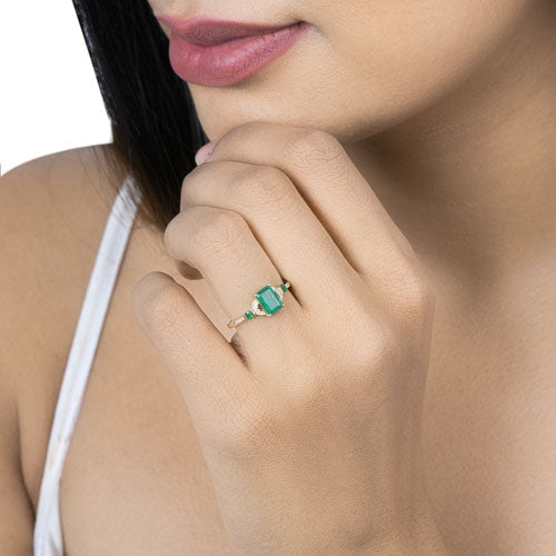 Ring featuring a 1.07ct Zambian emerald with white diamonds in 14K yellow gold by Bids.com on Tampa Home & Garden Store