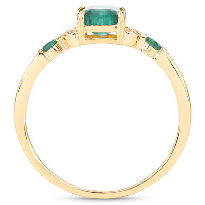 1.07ct Zambian emerald and white diamond ring in 14K yellow gold with emerald accents on Tampa Home & Garden Store