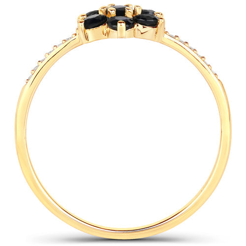 Ring 10K yellow gold with blue sapphire and white diamonds, 0.45ct, Bids.com on Tampa Home & Garden Store