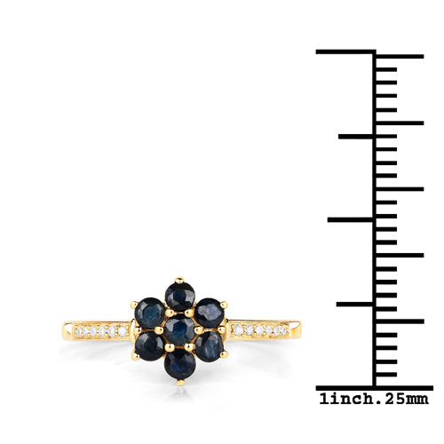 Ring 0.45ct blue sapphire and white diamond cluster on 10K yellow gold band by Bids.com on Tampa Home & Garden Store