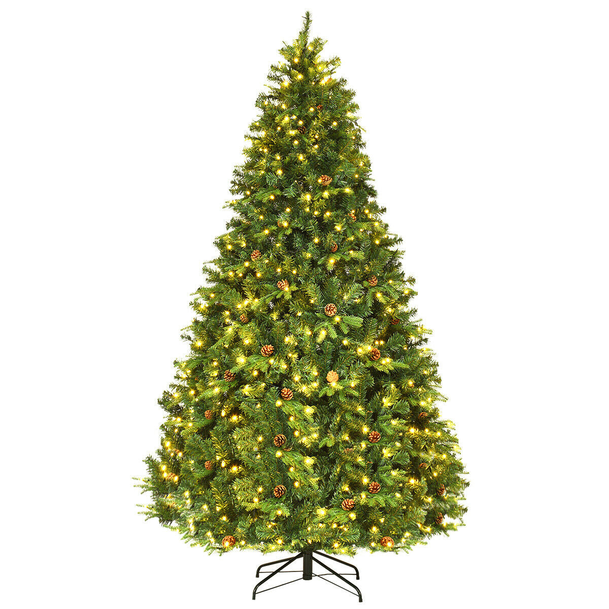 7.5 ft artificial Christmas tree with warm LED lights and pine cones DirectDeals on Tampa Home & Garden Store