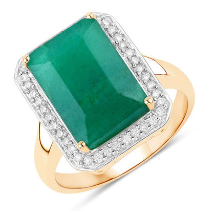 Ring 5.71ct dyed emerald and white diamond, 14K yellow gold, emerald center, diamond halo on Tampa Home & Garden Store