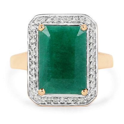 5.71ct dyed emerald ring with white diamond halo in 14K yellow gold by Bids.com on Tampa Home & Garden Store