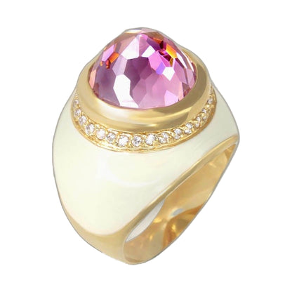 Cocktail ring by Lauren G Adams with pink faceted gemstone and pave diamond band on Tampa Home & Garden Store
