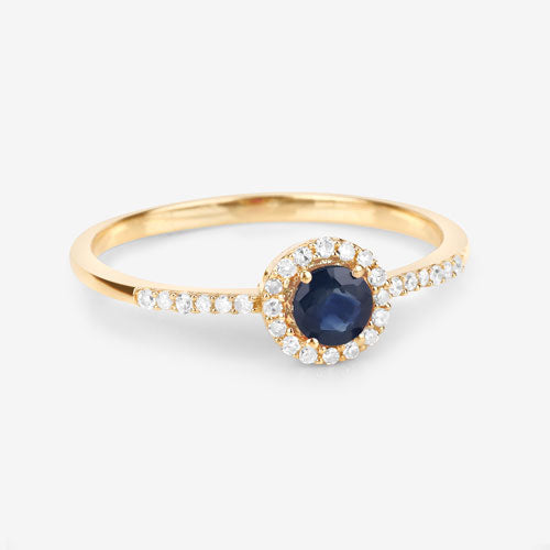 Ring 0.38ct blue sapphire halo with white pavé diamonds in 14K yellow gold, Bids.com on Tampa Home & Garden Store
