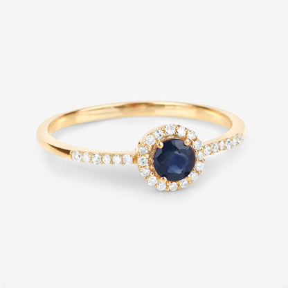 Ring 0.38ct blue sapphire halo with white pavé diamonds in 14K yellow gold, Bids.com on Tampa Home & Garden Store