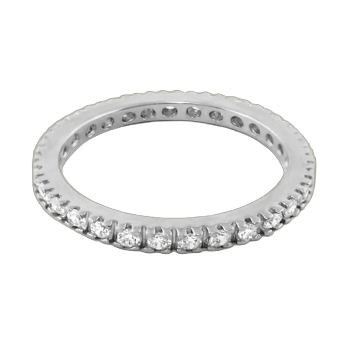 Glamour Pave Eternity Band stackable ring, white metal, full pave diamonds, Lauren G Adams on Tampa Home & Garden Store