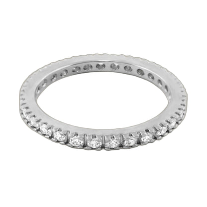 Glamour Pave Eternity Band stackable ring, white metal, full pave diamonds, Lauren G Adams on Tampa Home & Garden Store