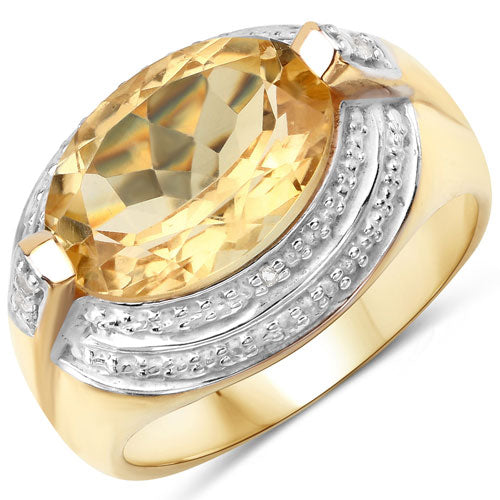 4.56ct citrine and white diamond ring, two-tone gold & silver, by Bids.com, .925 silver on Tampa Home & Garden Store