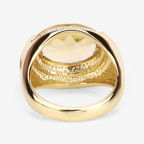 4.56 Carat Citrine and White Diamond ring with gold-tone band on Tampa Home & Garden Store