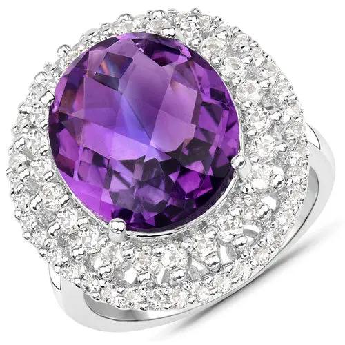 Ring: 8.41ct genuine amethyst with white topaz halo in .925 sterling silver by Bids.com on Tampa Home & Garden Store