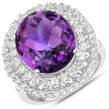 Ring: 8.41ct genuine amethyst with white topaz halo in .925 sterling silver by Bids.com on Tampa Home & Garden Store