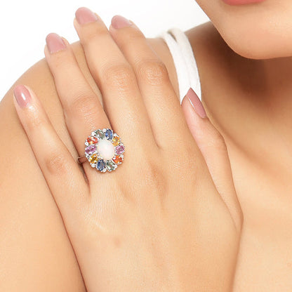 Ring 3.92ct Ethiopian opal with sapphires and white diamond halo in .925 silver, Bids.com on Tampa Home & Garden Store