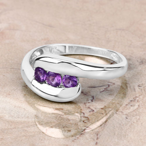 0.54ct genuine amethyst ring with three stones in .925 sterling silver by Bids.com on Tampa Home & Garden Store