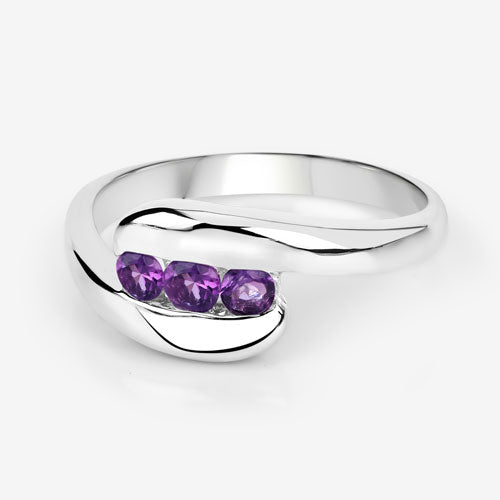 Amethyst ring 0.54ct sterling silver with three purple stones on Tampa Home & Garden Store