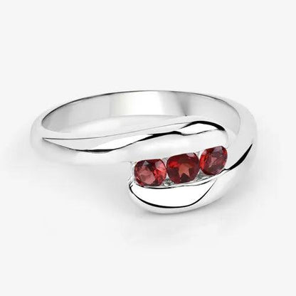 Sterling silver garnet ring with three red stones, 0.74ct, Bids.com on Tampa Home & Garden Store