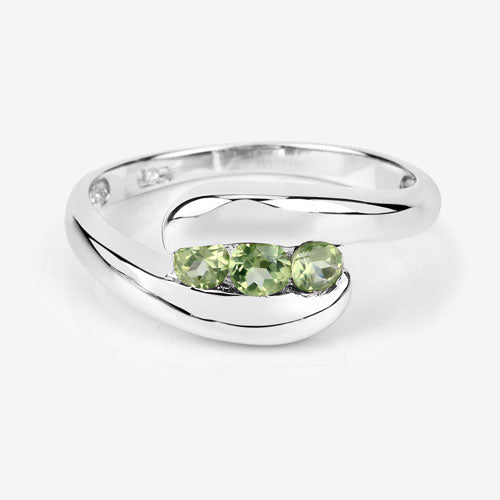 Ring Sterling silver with three green peridot, 0.56ct, Bids.com on Tampa Home & Garden Store