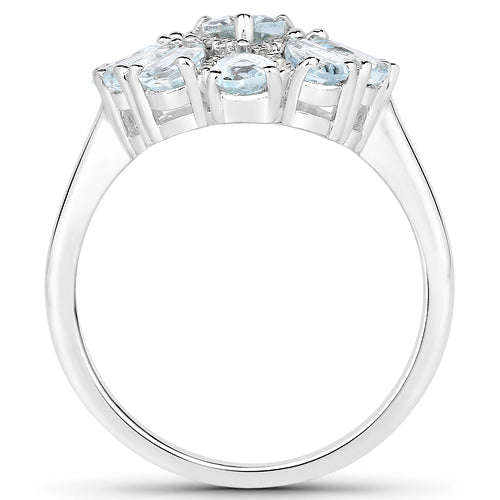Ring 1.89ct aquamarine and white topaz in .925 sterling silver halo setting on Tampa Home & Garden Store