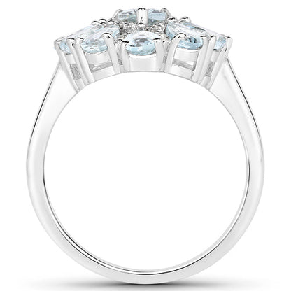 Ring 1.89ct aquamarine and white topaz in .925 sterling silver halo setting on Tampa Home & Garden Store