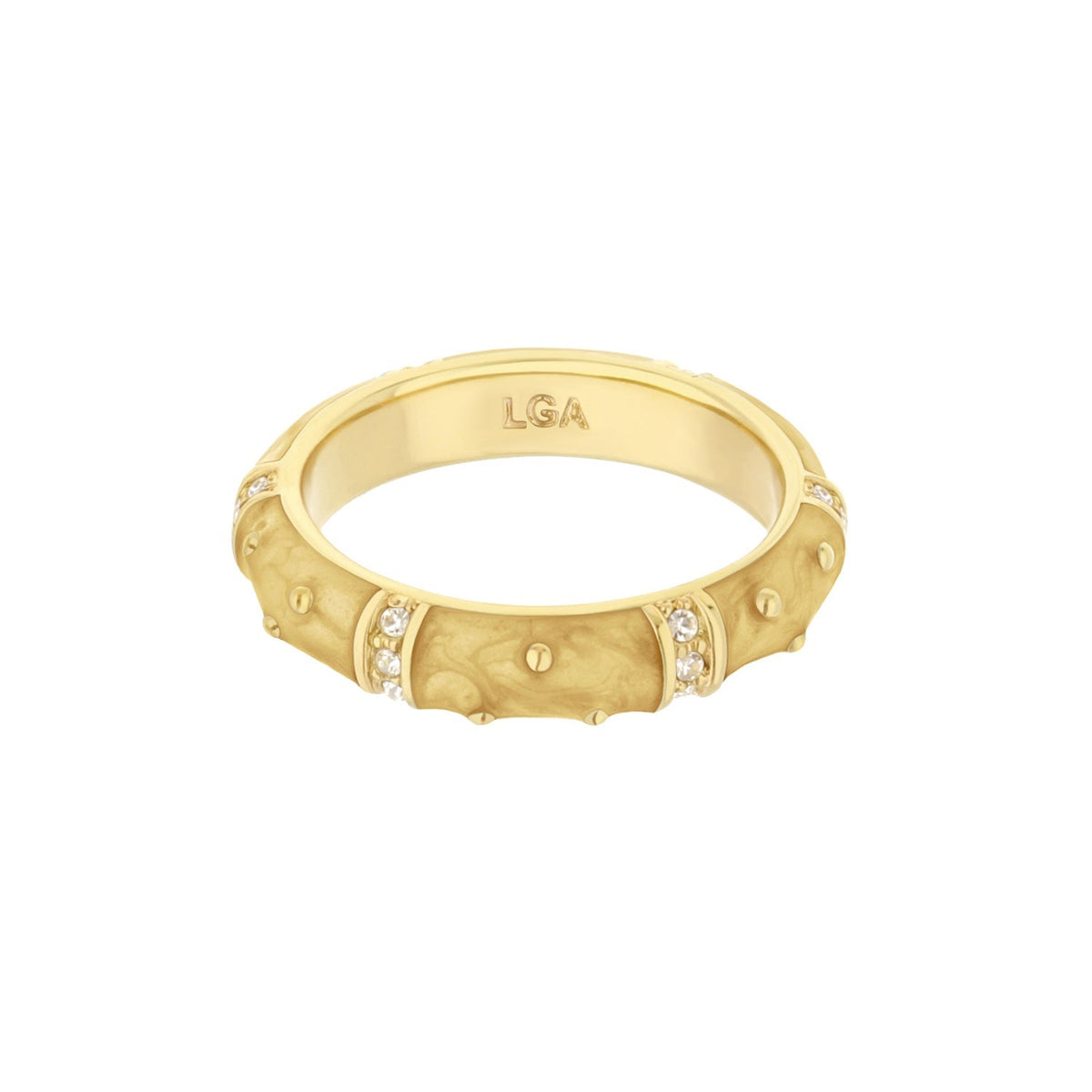 Polka Dot Stackable Ring by Lauren G Adams, gold-tone band with crystal accents on Tampa Home & Garden Store