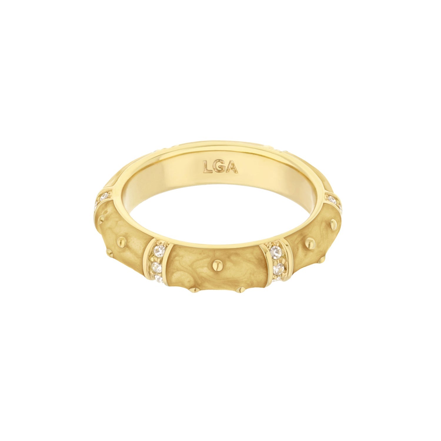 Polka Dot Stackable Ring by Lauren G Adams, gold-tone band with crystal accents on Tampa Home & Garden Store