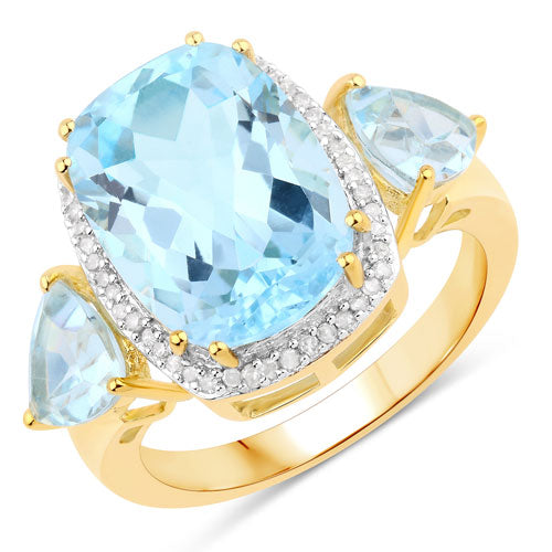 8.23ct blue topaz and white diamond ring by Bids.com in gold-tone setting on Tampa Home & Garden Store
